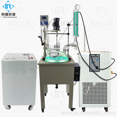 Lab glass reactor with heating mantle